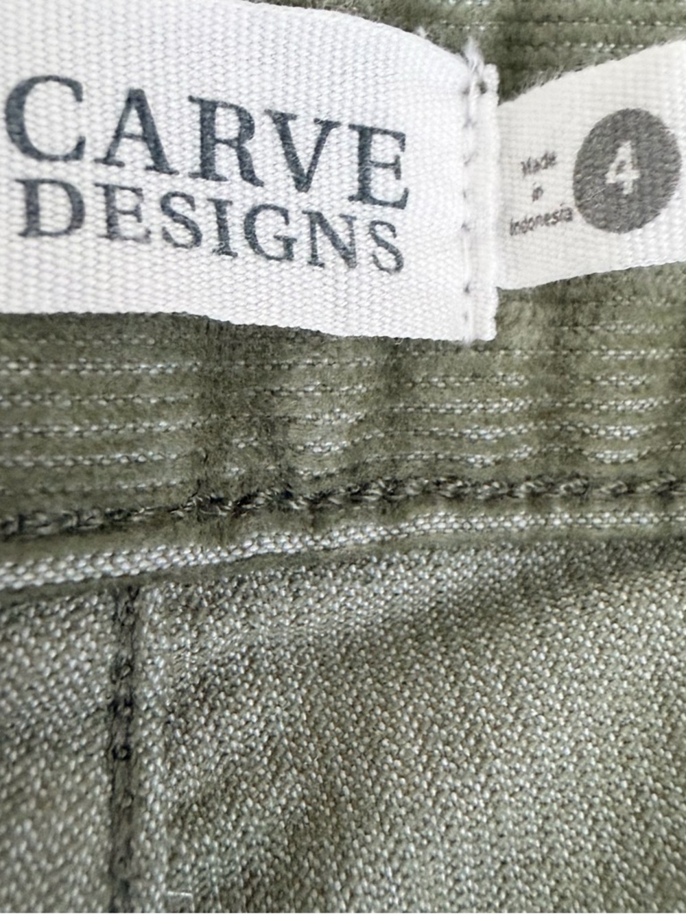 Carve Designs Olive Green Frayed Hem Denim Shorts - Picture 9 of 10
